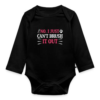 Hundegruamwelpen Haustier -Pflege -Job Salon - Baby Bio-Langarm-Body - Schwarz - Vorne