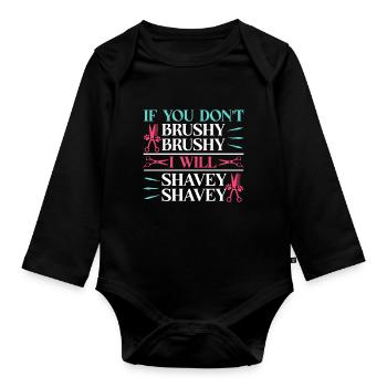 Hundegruamwelpen Haustier -Pflege -Job Salon - Baby Bio-Langarm-Body - Schwarz - Vorne