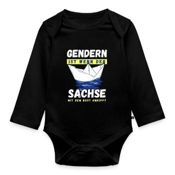 Gendern Tshirt Herren Damen Lustig Witzig Spruch - Baby Bio-Langarm-Body - Schwarz - Vorne