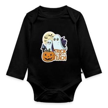 Trick Or Teach Halloween Teachers - Organic Longsleeve Baby Bodysuit - black - Front