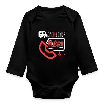Proud To Be An Emergency Nurse - Organic Longsleeve Baby Bodysuit - black - Front