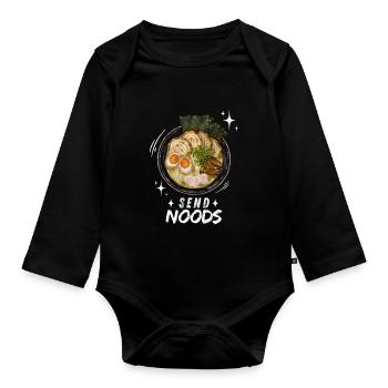 Noodles Ramen Nudeln Chibi Asien Nudelsuppe Anime - Baby Bio-Langarm-Body - Schwarz - Vorne