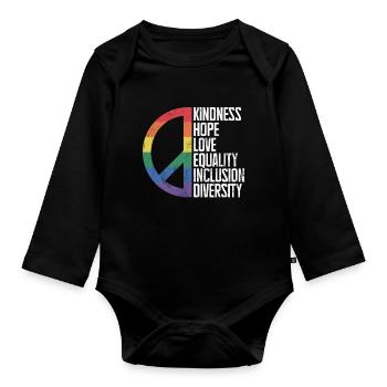 Equality LGBTQ Rainbow Flag LGBTQ Pride - Organic Longsleeve Baby Bodysuit - black - Front