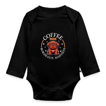 Café et Dogue de Bordeaux - Body Bébé bio manches longues - noir - Devant