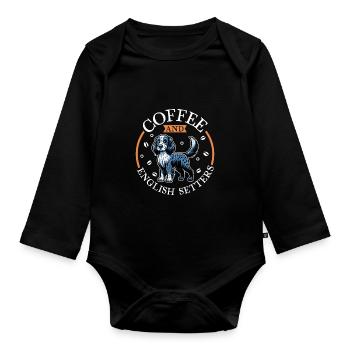 Café et Setter Anglais - Body Bébé bio manches longues - noir - Devant