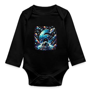 Astronaut 6th Birthday Space Boys 6 Years - Organic Longsleeve Baby Bodysuit - black - Front