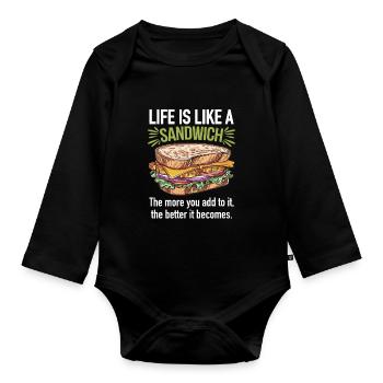 Grilled And Toasted Sandwiches - Organic Longsleeve Baby Bodysuit - black - Front