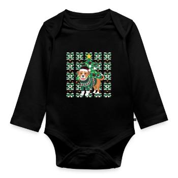 chien moche Noël Noël Père Noël - Body Bébé bio manches longues - noir - Devant