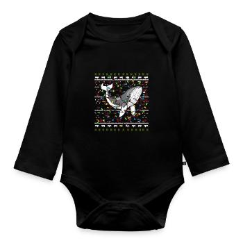 Wal Ugly Christmas Weihnachten Xmas Santa Claus - Baby Bio-Langarm-Body - Schwarz - Vorne
