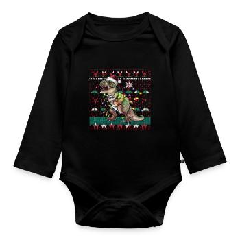 Dinosaure Moche Noël Noël Père Noël - Body Bébé bio manches longues - noir - Devant