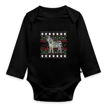 Zebra Ugly Christmas Weihnachten Xmas Santa Claus - Baby Bio-Langarm-Body - Schwarz - Vorne