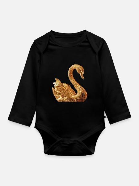 Schwan - Baby Bio-Langarm-Body - Schwarz