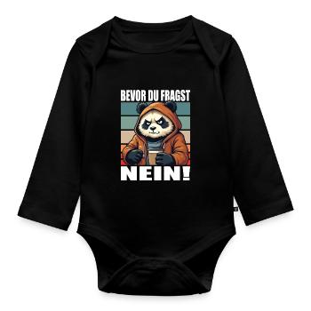 Avant de demander Aucun drôle de dicton Panda - Body Bébé bio manches longues - noir - Devant