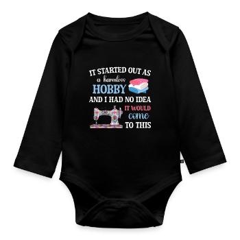 Quilt Knitting Crochet Sewing Machine Fabric - Organic Longsleeve Baby Bodysuit - black - Front