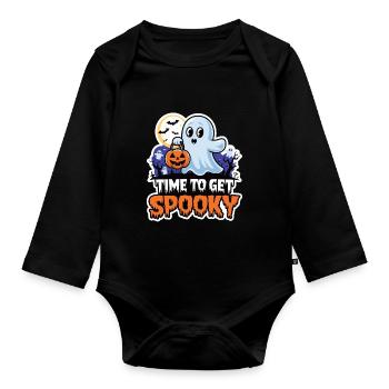 Doux Halloween Fantôme Halloween - Body Bébé bio manches longues - noir - Devant
