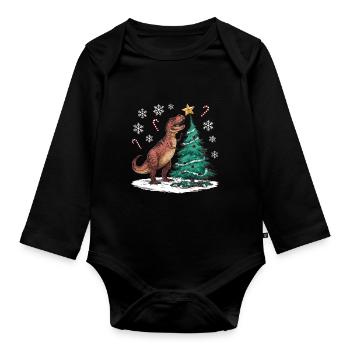 Dinosaur Ugly Christmas Christmas Xmas Trex - Organic Longsleeve Baby Bodysuit - black - Front