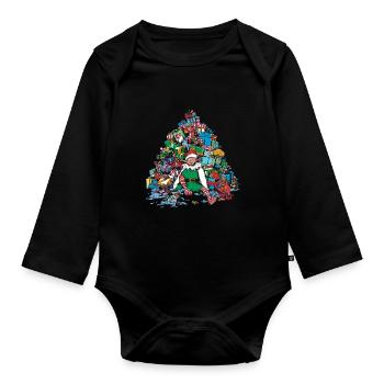 Elfes Noël laid Noël Noël Père Noël - Body Bébé bio manches longues - noir - Devant