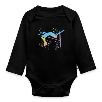 High Jumper Watercolor High Jump - Organic Longsleeve Baby Bodysuit - black - Front