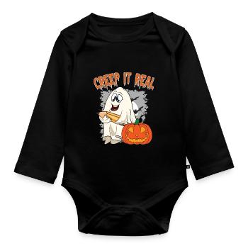 Mignon Halloween Fantôme Halloween - Body Bébé bio manches longues - noir - Devant