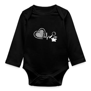 Biologist Biologist Heartbeat - Organic Longsleeve Baby Bodysuit - black - Front