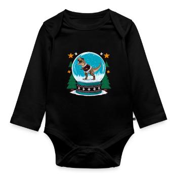 Dinosaur Ugly Christmas Christmas Xmas Trex - Organic Longsleeve Baby Bodysuit - black - Front