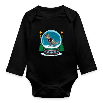 Dinosaur Ugly Christmas Christmas Xmas Trex - Organic Longsleeve Baby Bodysuit - black - Front