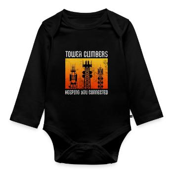 Tower Climbers Keeping You Connected Cell Mast - Baby Bio-Langarm-Body - Schwarz - Vorne