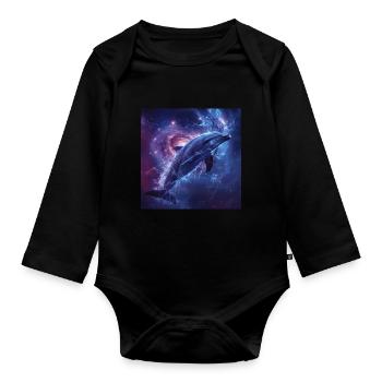 Delphin - Baby Bio-Langarm-Body - Schwarz - Vorne