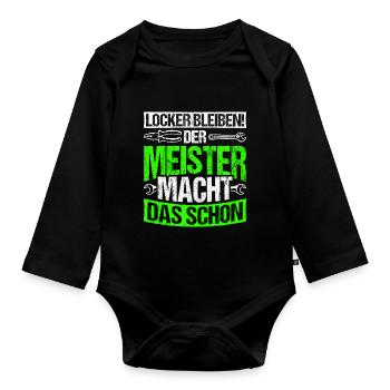 Locker Bleiben Meister Mechatroniker Mechaniker - Baby Bio-Langarm-Body - Schwarz - Vorne