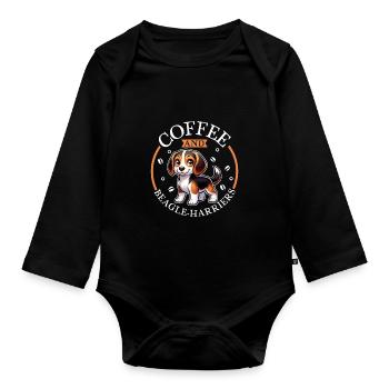 Kaffee und Beagle-Harrier - Baby Bio-Langarm-Body - Schwarz - Vorne