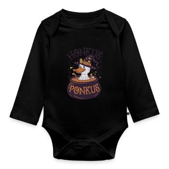 Honkus Ponkus Funny Duck Witch Halloween Magic - Organic Longsleeve Baby Bodysuit - black - Front