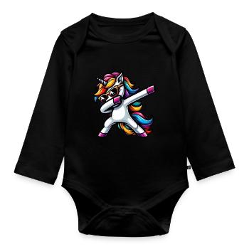 Licorne à pois surprise Rainbow Girl - Body Bébé bio manches longues - noir - Devant