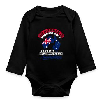 Australia Vacation Sun Beach Kangaroo Lover - Organic Longsleeve Baby Bodysuit - black - Front