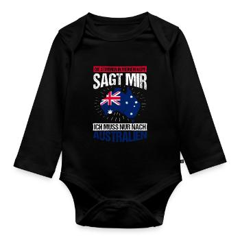 Australia Vacation Sun Beach Kangaroo Road Trip Fe - Organic Longsleeve Baby Bodysuit - black - Front