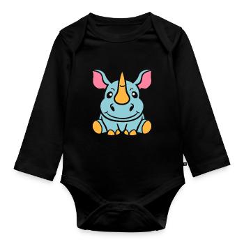 rhinoceros - Organic Longsleeve Baby Bodysuit - black - Front