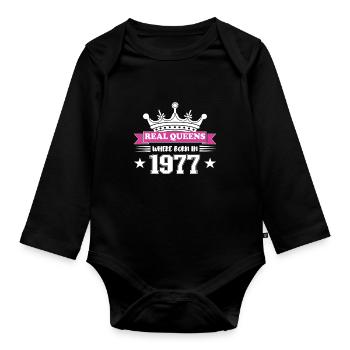 De vraies reines sont nées en 1977 Anniversaire - Body Bébé bio manches longues - noir - Devant