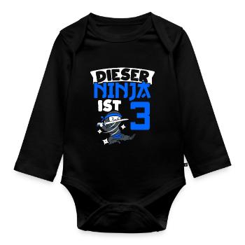 Cette ceinture ninja 3 ans Ninja Ninja L - Body Bébé bio manches longues - noir - Devant