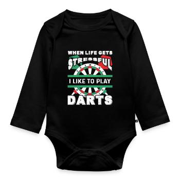 Dart I Like To Play Darts - Organic Longsleeve Baby Bodysuit - black - Front