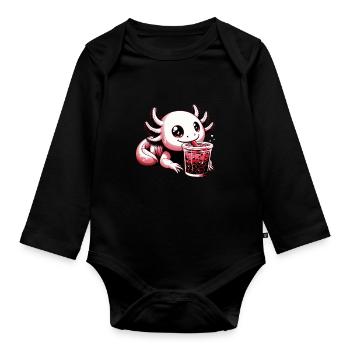 Axolotl Boba Thé Buvant Otaku Anime Lover - Body Bébé bio manches longues - noir - Devant