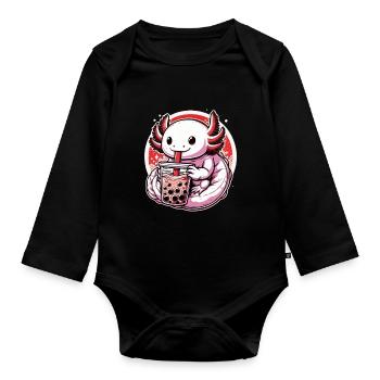 Axolotl Boba Thé Buvant Otaku Anime Lover - Body Bébé bio manches longues - noir - Devant