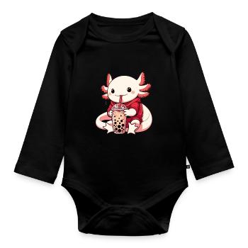 Axolotl Boba Thé Buvant Otaku Anime Lover - Body Bébé bio manches longues - noir - Devant