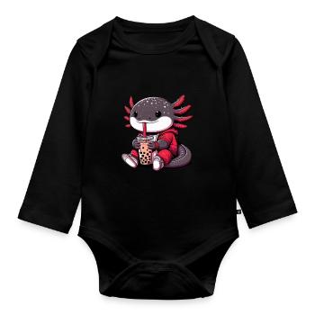 Axolotl Boba Thé Buvant Otaku Anime Lover - Body Bébé bio manches longues - noir - Devant