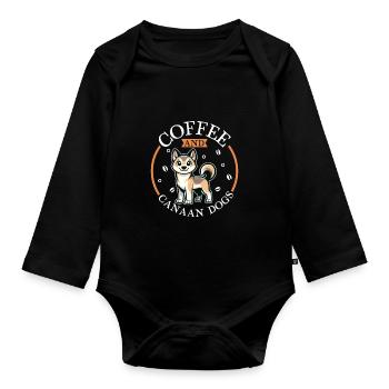 Café et chien de Canaan - Body Bébé bio manches longues - noir - Devant