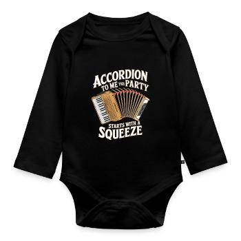 Akkordeon - Baby Bio-Langarm-Body - Schwarz - Vorne
