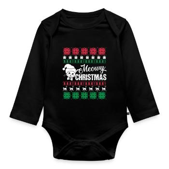 Cat Christmas Cat Lover Merry Christmas - Organic Longsleeve Baby Bodysuit - black - Front