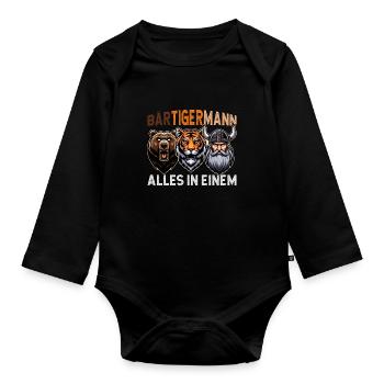 HOMME BARBU Viking barbe Homme Tigre Drôle - Body Bébé bio manches longues - noir - Devant