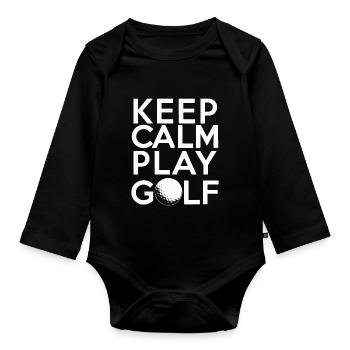 Keep Calm and Play Golf Geschenkidee - Baby Bio-Langarm-Body - Schwarz - Vorne