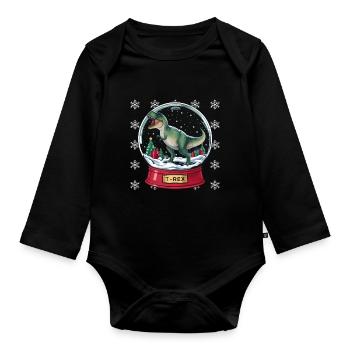 Dinosaure Trex T-Rex Noël Noël - Body Bébé bio manches longues - noir - Devant