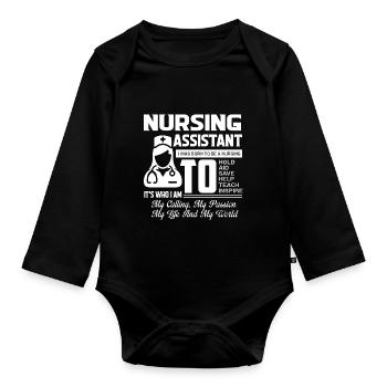 I Was Born To Be A Nursing Assistant - Organic Longsleeve Baby Bodysuit - black - Front