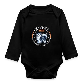 Café et chien esquimau canadien - Body Bébé bio manches longues - noir - Devant